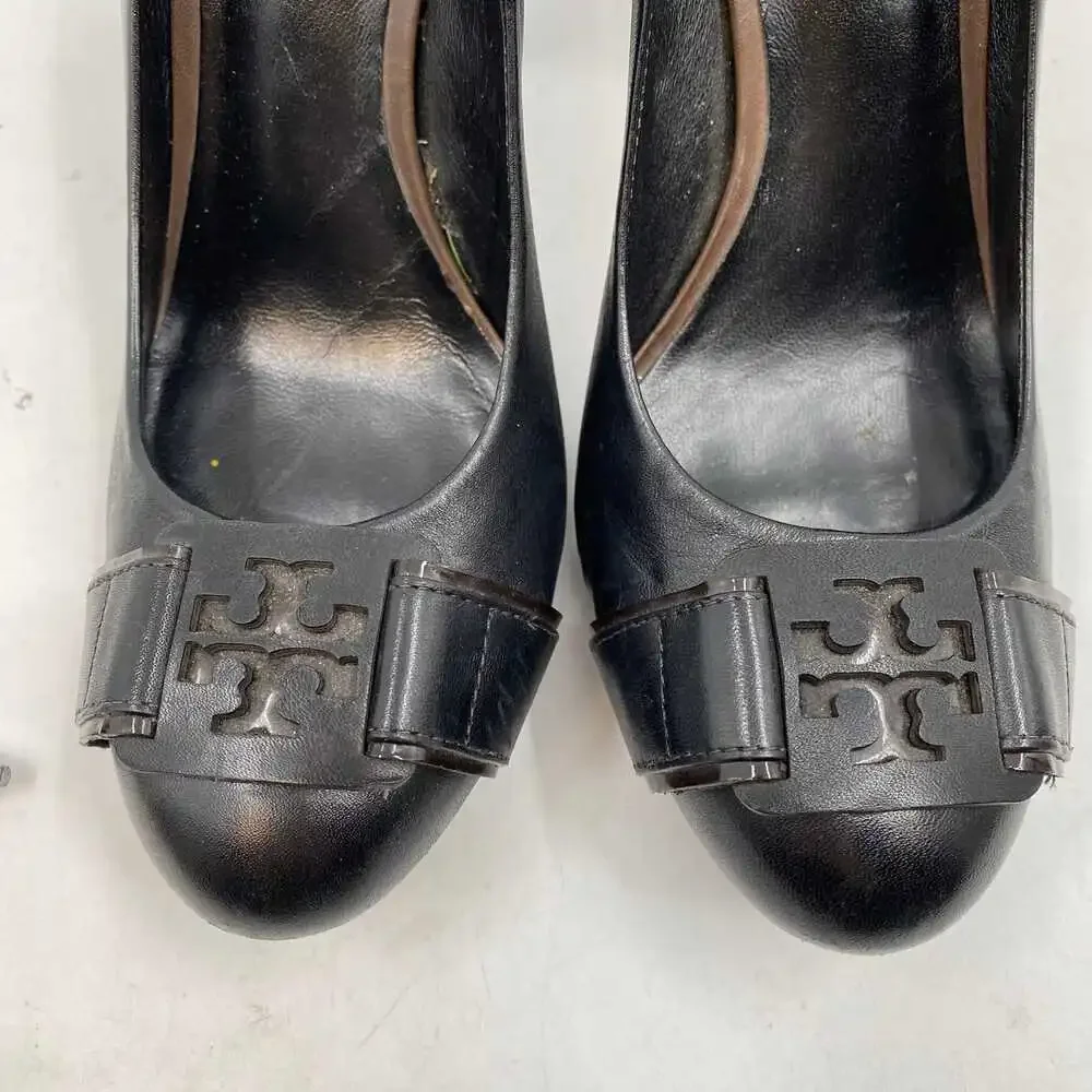 Tory Burch Black Leather Block Heels | Women’s Size 8